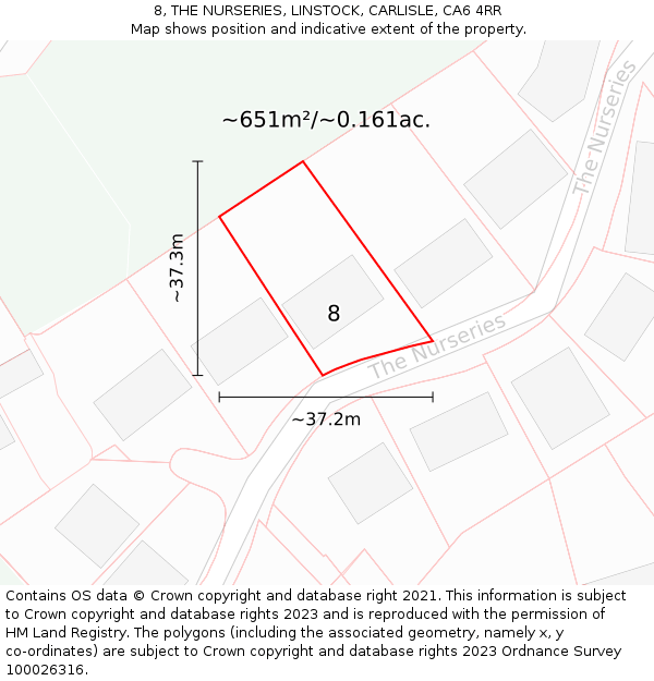 8, THE NURSERIES, LINSTOCK, CARLISLE, CA6 4RR: Plot and title map