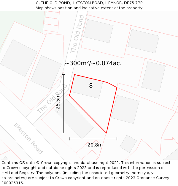 8, THE OLD POND, ILKESTON ROAD, HEANOR, DE75 7BP: Plot and title map