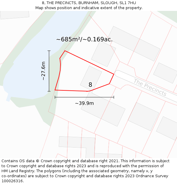 8, THE PRECINCTS, BURNHAM, SLOUGH, SL1 7HU: Plot and title map
