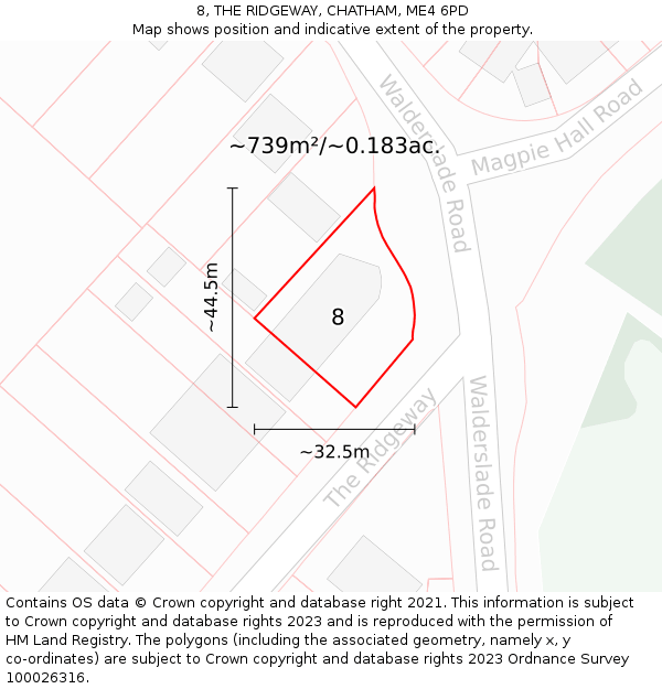8, THE RIDGEWAY, CHATHAM, ME4 6PD: Plot and title map
