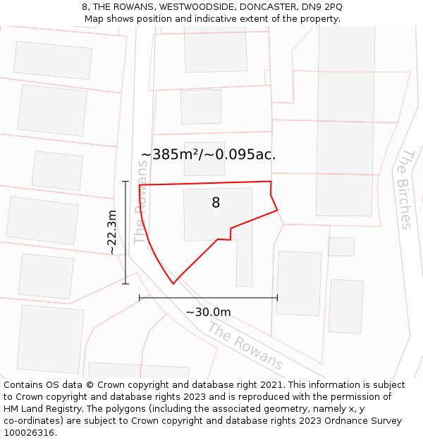 8, THE ROWANS, WESTWOODSIDE, DONCASTER, DN9 2PQ: Plot and title map