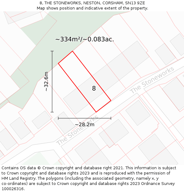 8, THE STONEWORKS, NESTON, CORSHAM, SN13 9ZE: Plot and title map