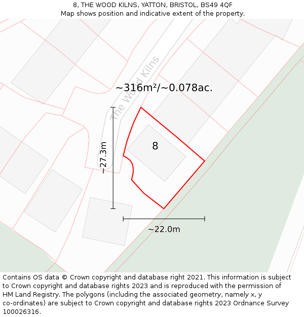 8, THE WOOD KILNS, YATTON, BRISTOL, BS49 4QF: Plot and title map