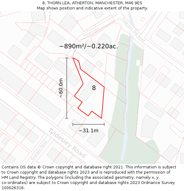 8, THORN LEA, ATHERTON, MANCHESTER, M46 9ES: Plot and title map