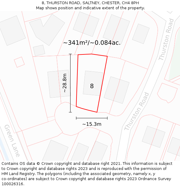 8, THURSTON ROAD, SALTNEY, CHESTER, CH4 8PH: Plot and title map