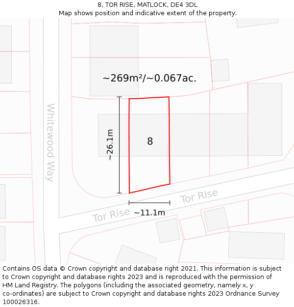 8, TOR RISE, MATLOCK, DE4 3DL: Plot and title map