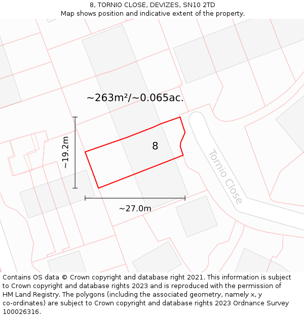 8, TORNIO CLOSE, DEVIZES, SN10 2TD: Plot and title map