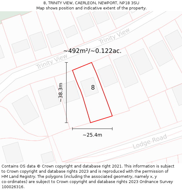 8, TRINITY VIEW, CAERLEON, NEWPORT, NP18 3SU: Plot and title map