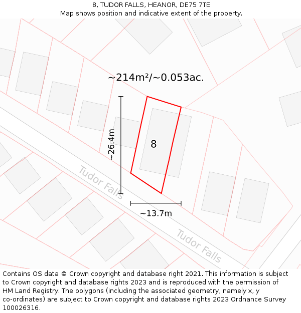 8, TUDOR FALLS, HEANOR, DE75 7TE: Plot and title map