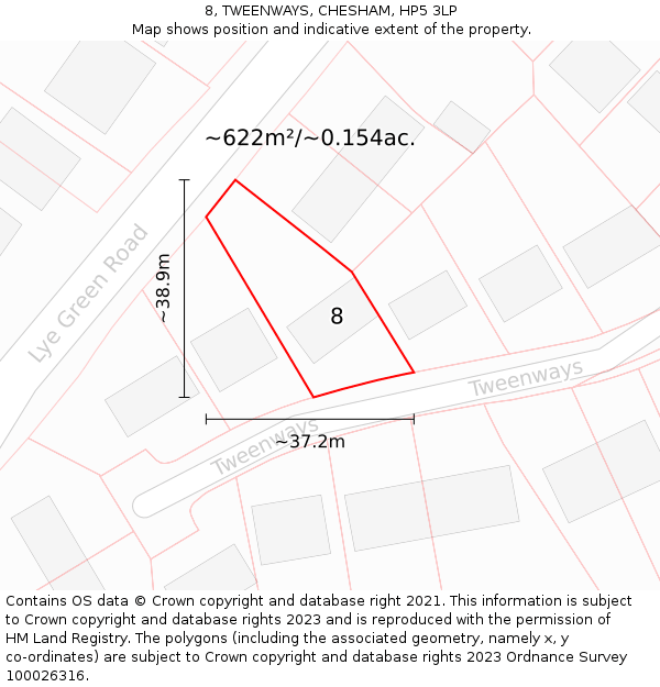 8, TWEENWAYS, CHESHAM, HP5 3LP: Plot and title map