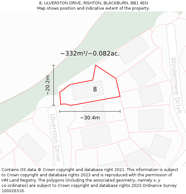 8, ULVERSTON DRIVE, RISHTON, BLACKBURN, BB1 4EN: Plot and title map