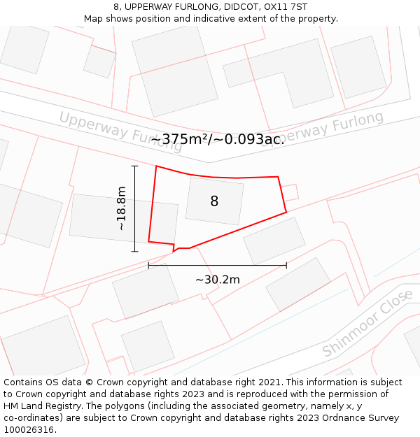 8, UPPERWAY FURLONG, DIDCOT, OX11 7ST: Plot and title map