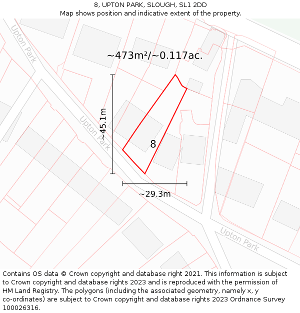 8, UPTON PARK, SLOUGH, SL1 2DD: Plot and title map