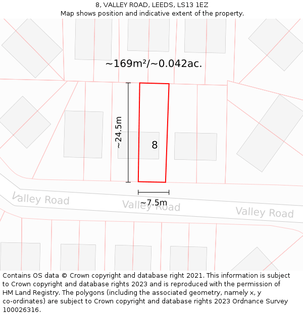 8, VALLEY ROAD, LEEDS, LS13 1EZ: Plot and title map