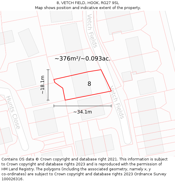 8, VETCH FIELD, HOOK, RG27 9SL: Plot and title map