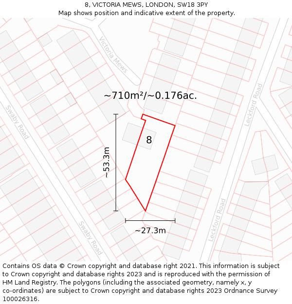 8, VICTORIA MEWS, LONDON, SW18 3PY: Plot and title map