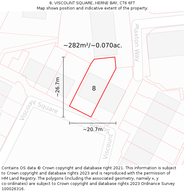 8, VISCOUNT SQUARE, HERNE BAY, CT6 6FT: Plot and title map