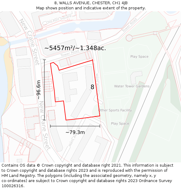 8, WALLS AVENUE, CHESTER, CH1 4JB: Plot and title map