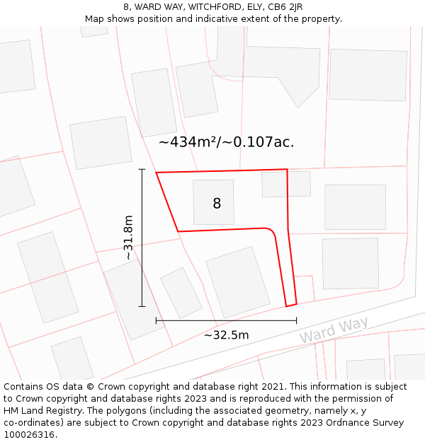 8, WARD WAY, WITCHFORD, ELY, CB6 2JR: Plot and title map