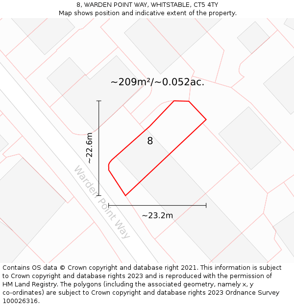 8, WARDEN POINT WAY, WHITSTABLE, CT5 4TY: Plot and title map