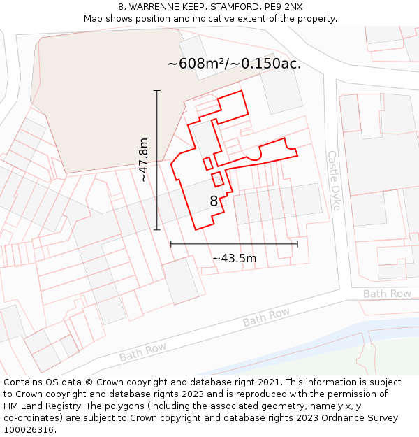 8, WARRENNE KEEP, STAMFORD, PE9 2NX: Plot and title map