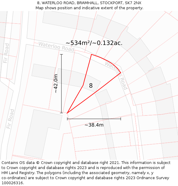 8, WATERLOO ROAD, BRAMHALL, STOCKPORT, SK7 2NX: Plot and title map