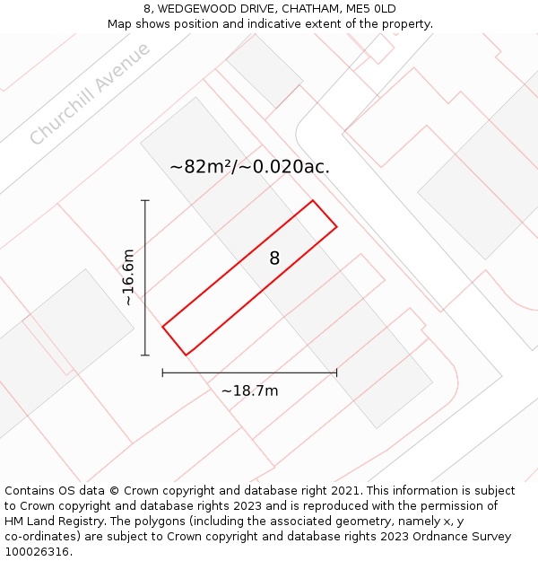 8, WEDGEWOOD DRIVE, CHATHAM, ME5 0LD: Plot and title map
