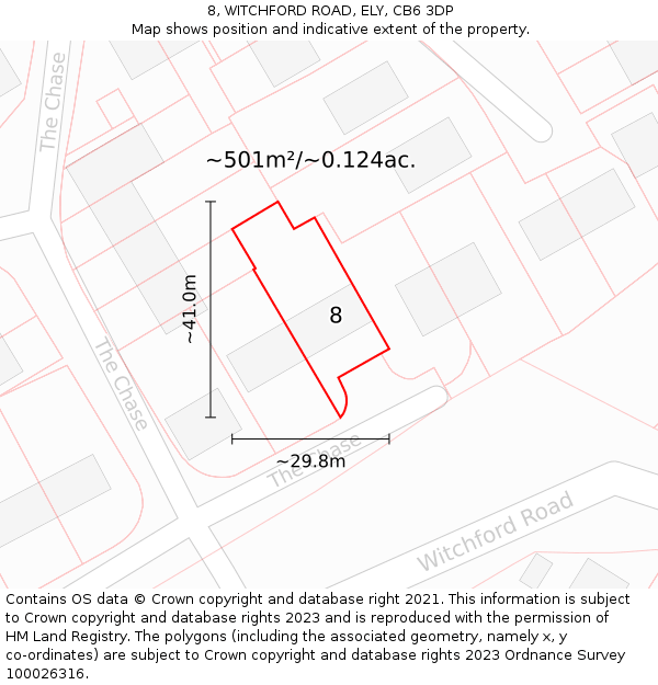 8, WITCHFORD ROAD, ELY, CB6 3DP: Plot and title map