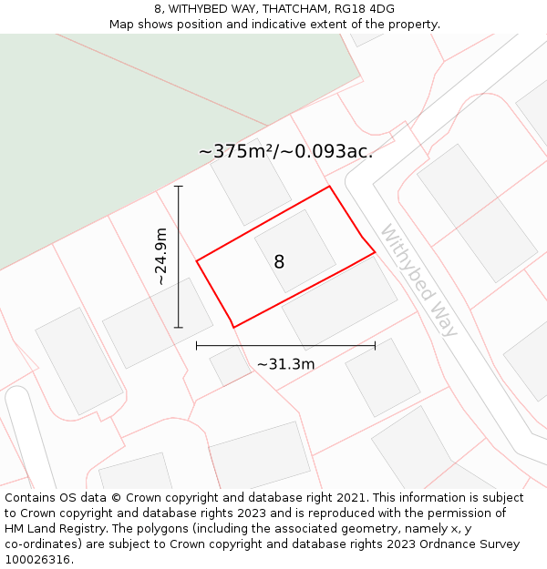 8, WITHYBED WAY, THATCHAM, RG18 4DG: Plot and title map