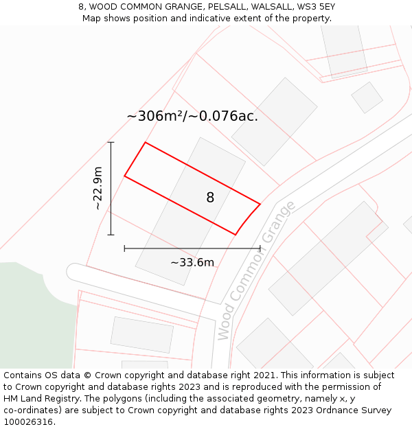8, WOOD COMMON GRANGE, PELSALL, WALSALL, WS3 5EY: Plot and title map
