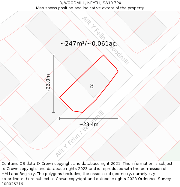 8, WOODMILL, NEATH, SA10 7PX: Plot and title map
