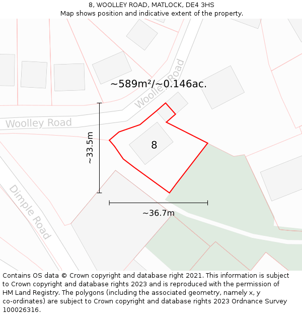 8, WOOLLEY ROAD, MATLOCK, DE4 3HS: Plot and title map