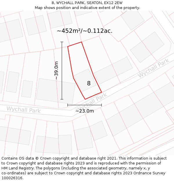 8, WYCHALL PARK, SEATON, EX12 2EW: Plot and title map