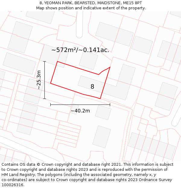 8, YEOMAN PARK, BEARSTED, MAIDSTONE, ME15 8PT: Plot and title map