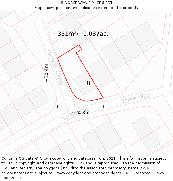 8, YORKE WAY, ELY, CB6 3DT: Plot and title map