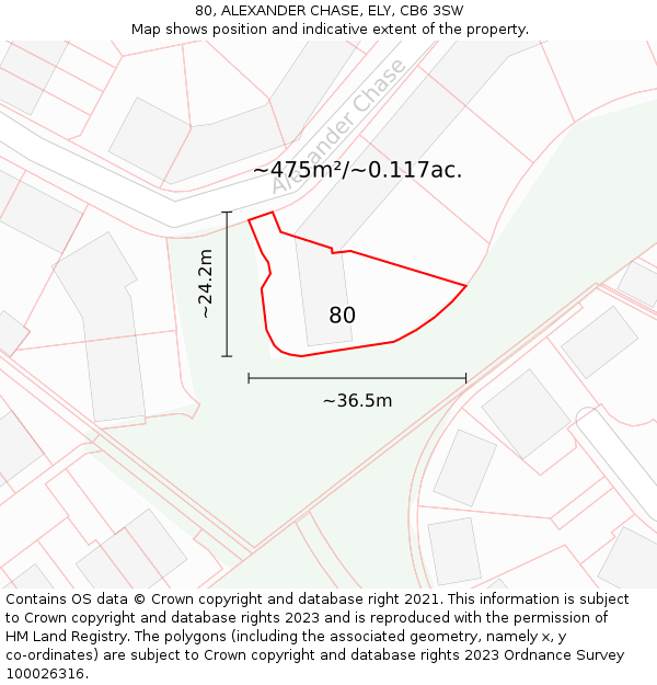 80, ALEXANDER CHASE, ELY, CB6 3SW: Plot and title map