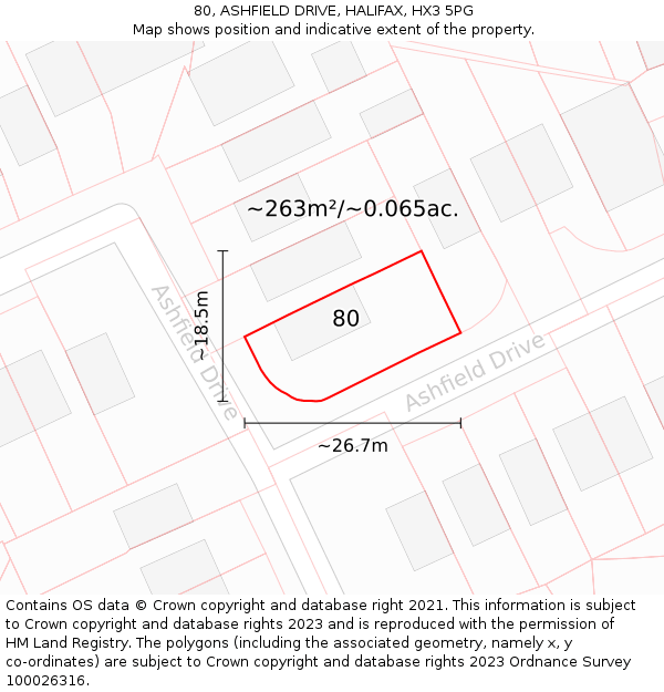 80, ASHFIELD DRIVE, HALIFAX, HX3 5PG: Plot and title map