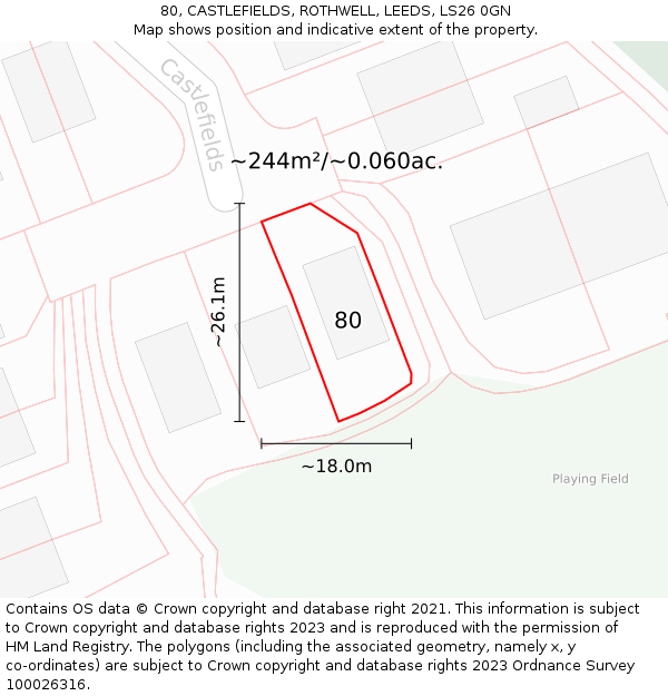 80, CASTLEFIELDS, ROTHWELL, LEEDS, LS26 0GN: Plot and title map
