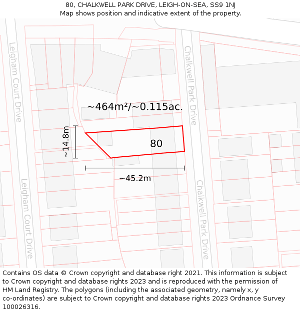 80, CHALKWELL PARK DRIVE, LEIGH-ON-SEA, SS9 1NJ: Plot and title map
