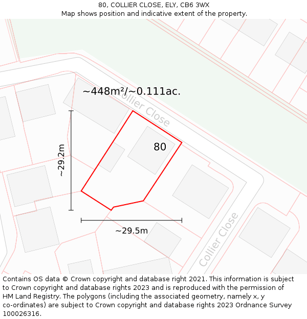 80, COLLIER CLOSE, ELY, CB6 3WX: Plot and title map
