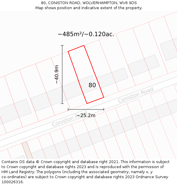 80, CONISTON ROAD, WOLVERHAMPTON, WV6 9DS: Plot and title map