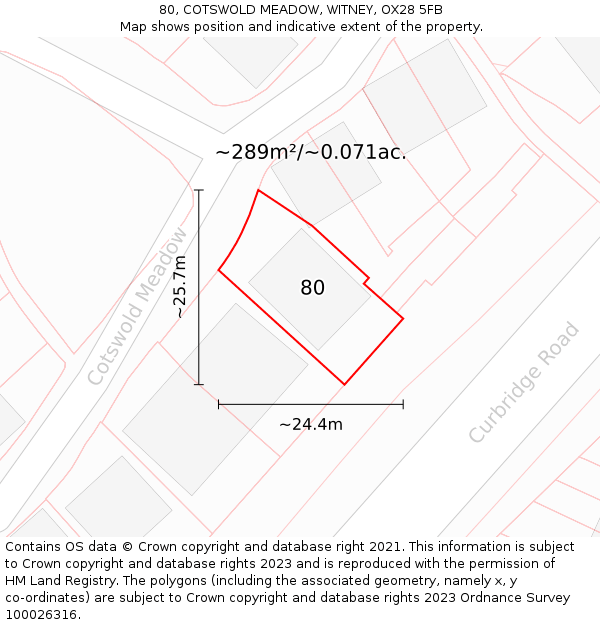 80, COTSWOLD MEADOW, WITNEY, OX28 5FB: Plot and title map