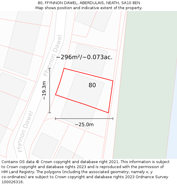 80, FFYNNON DAWEL, ABERDULAIS, NEATH, SA10 8EN: Plot and title map
