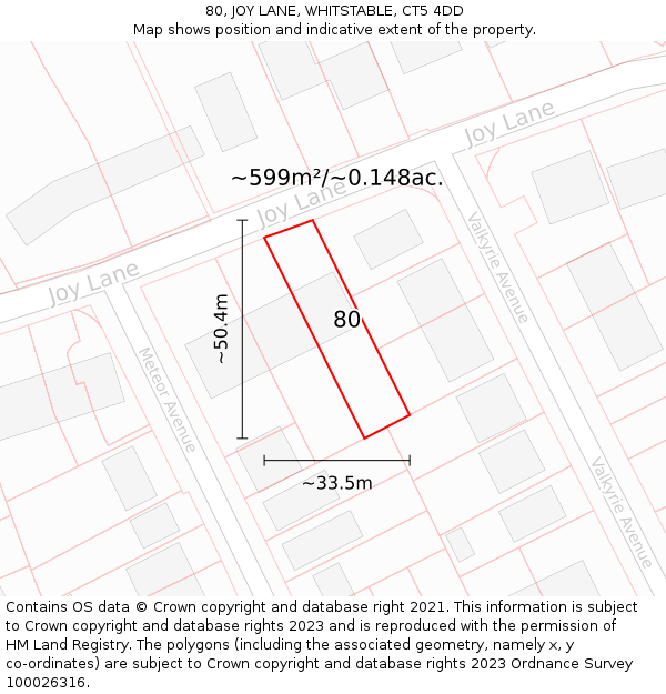 80, JOY LANE, WHITSTABLE, CT5 4DD: Plot and title map
