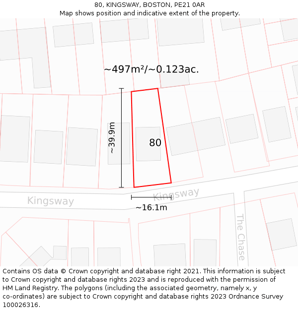 80, KINGSWAY, BOSTON, PE21 0AR: Plot and title map