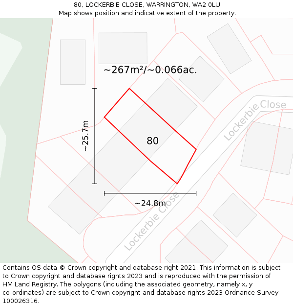 80, LOCKERBIE CLOSE, WARRINGTON, WA2 0LU: Plot and title map