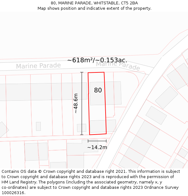 80, MARINE PARADE, WHITSTABLE, CT5 2BA: Plot and title map