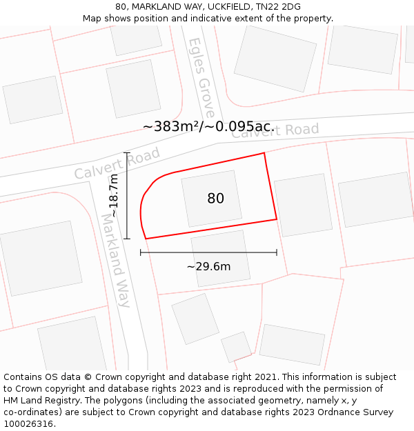 80, MARKLAND WAY, UCKFIELD, TN22 2DG: Plot and title map