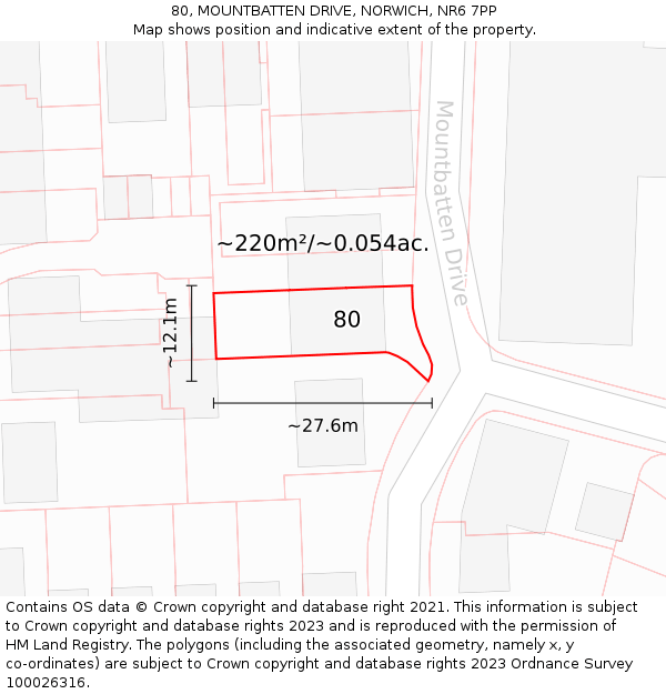 80, MOUNTBATTEN DRIVE, NORWICH, NR6 7PP: Plot and title map