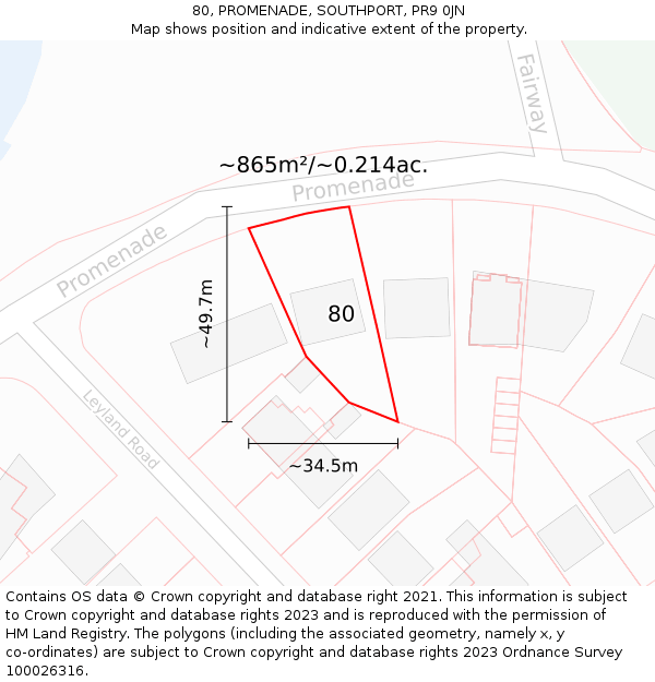 80, PROMENADE, SOUTHPORT, PR9 0JN: Plot and title map